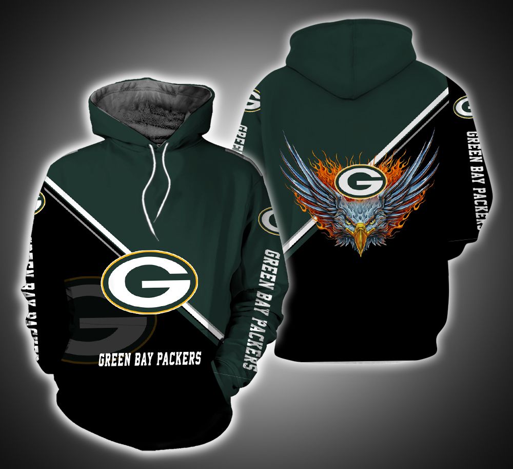 Green Bay Packers Fire Eagle 3D Print Hoodie