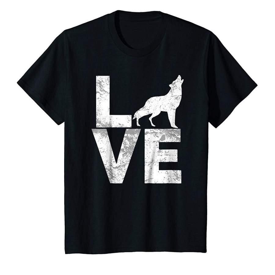 High Quality I Love Wolves Vintage Look Lone Wolf T-Shirt