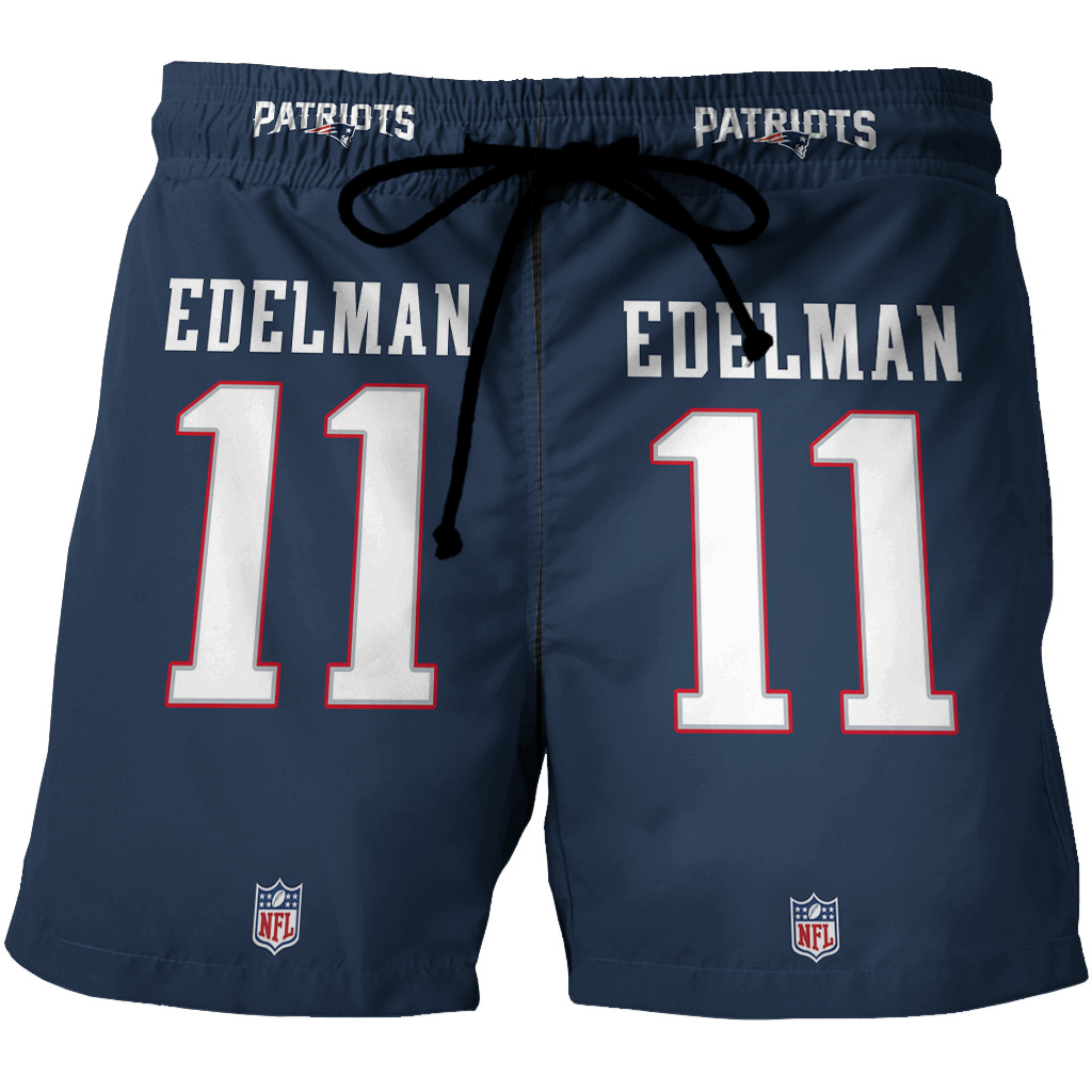 New England Patriots Edelman 11 Uniform 3D All Over Print Summer Beach Hawaiian Short