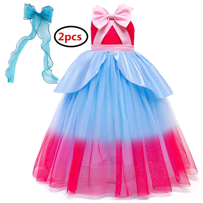 Baby Girl Dress Sleeveless Bowknot Kids Princess Costume For Girls Birthday Party Cosplay Frocks Children Net Yarn Dress alx