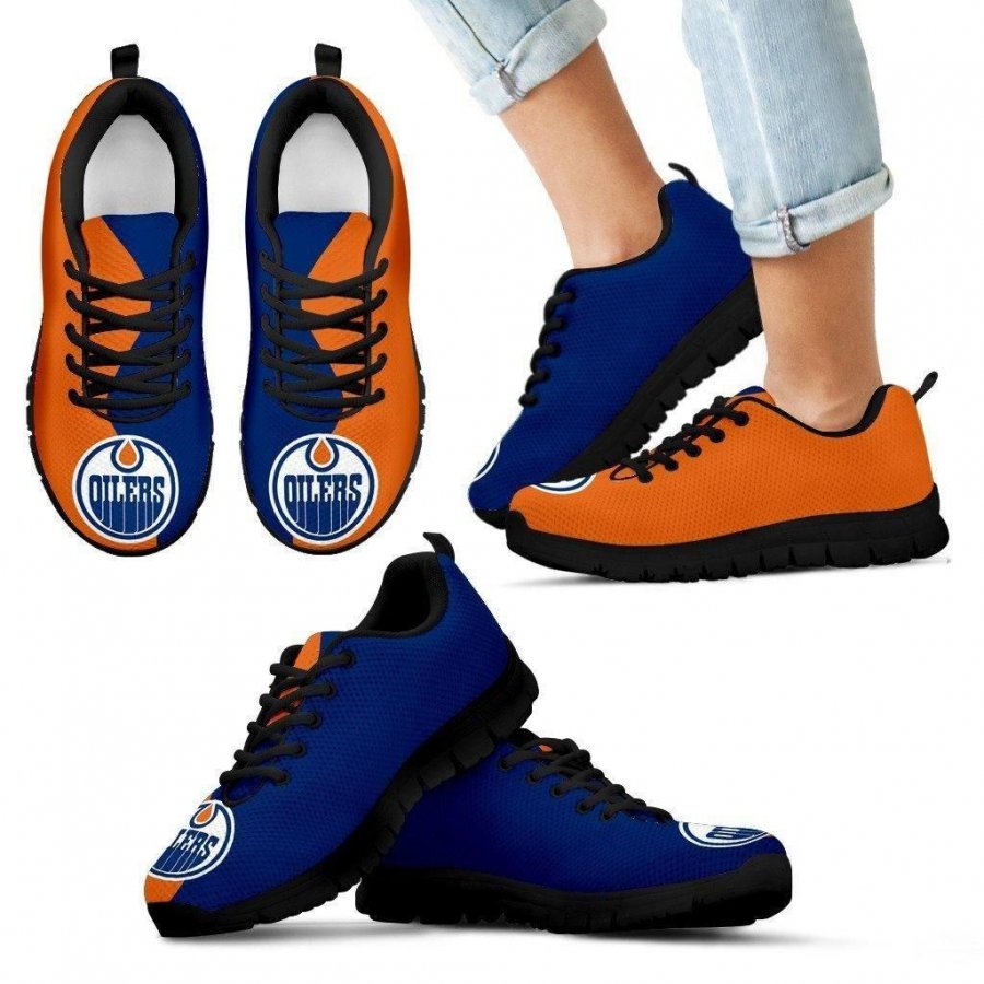 Two Colors Trending Lovely Edmonton Oilers Sneakers #899