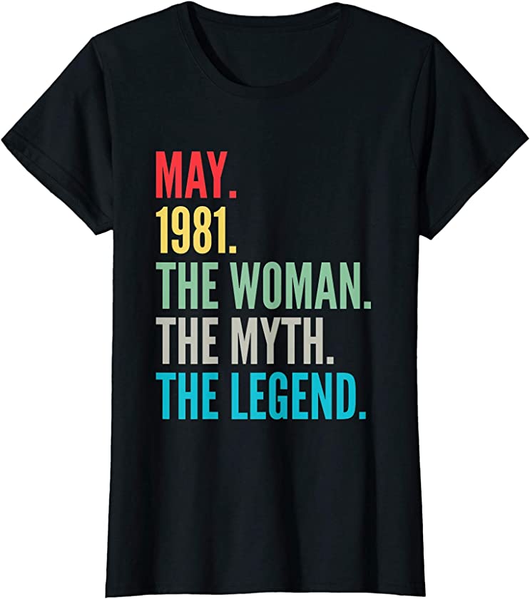 Womens Vintage Retro May 1981 40th Birthday 40 Years Old Gag Gift T-Shirt