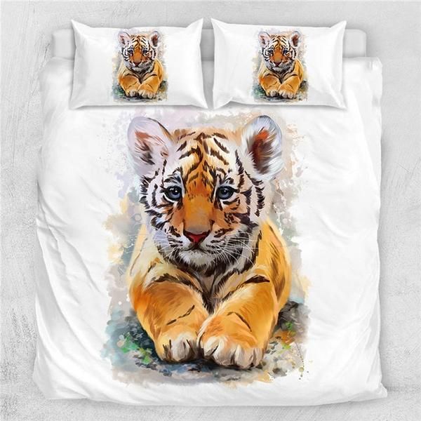 3D Tiger Baby Cotton Bed Sheets Spread Comforter Duvet Cover Bedding Sets