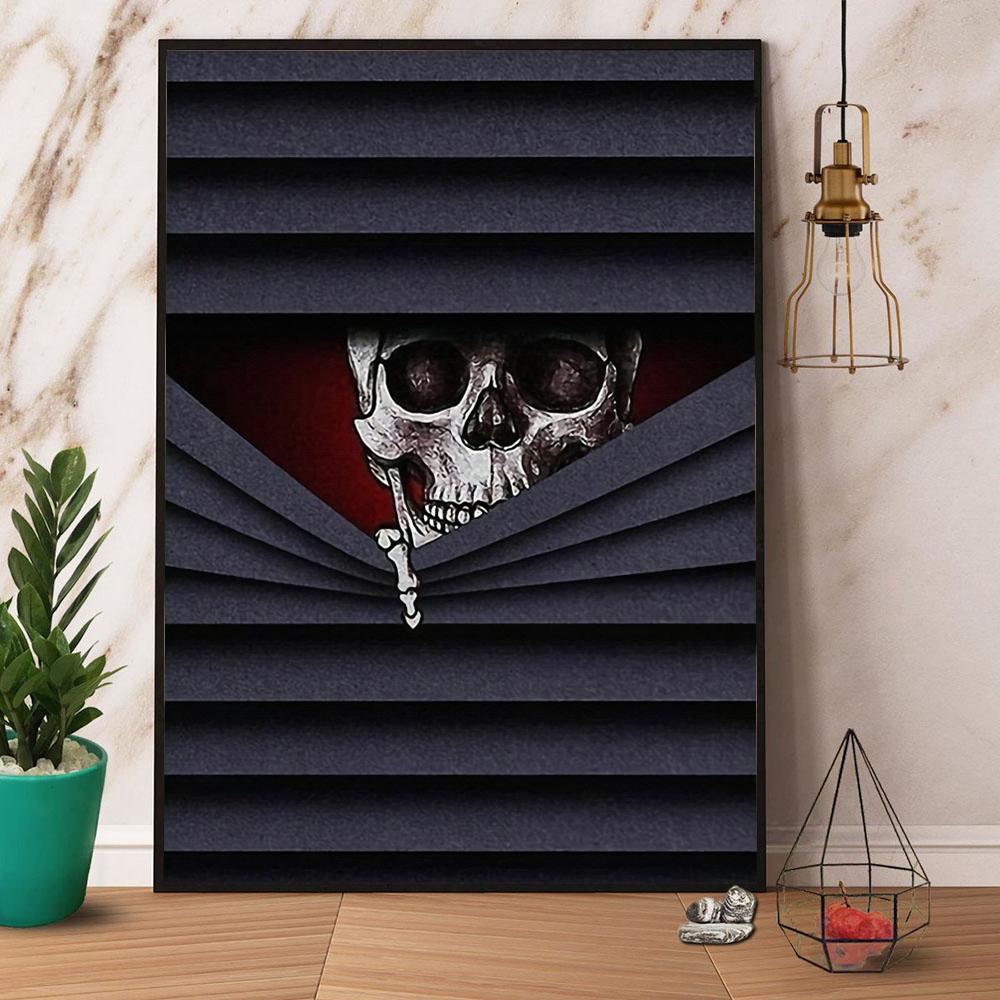 Window Blind Skeleton Canvas And Poster, Canvas Prints, My Poster Wall, Canvas Wall Art, Wall Decor Visual Art, Halloween Gift, Happy Halloween