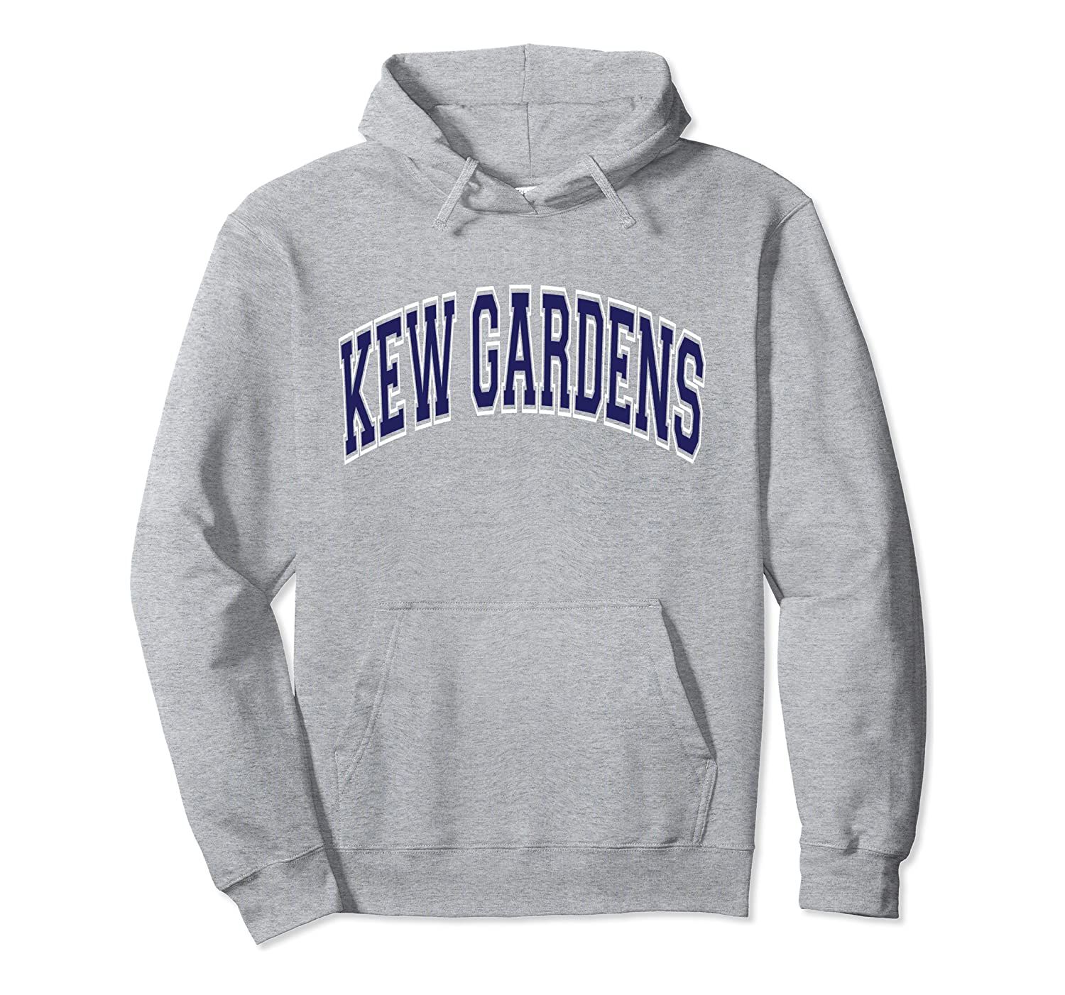 Kew Gardens Varsity Style Navy Blue Text Pullover Hoodie, T-Shirt, Sweatshirt, Tank Top, Racerback, Dolman