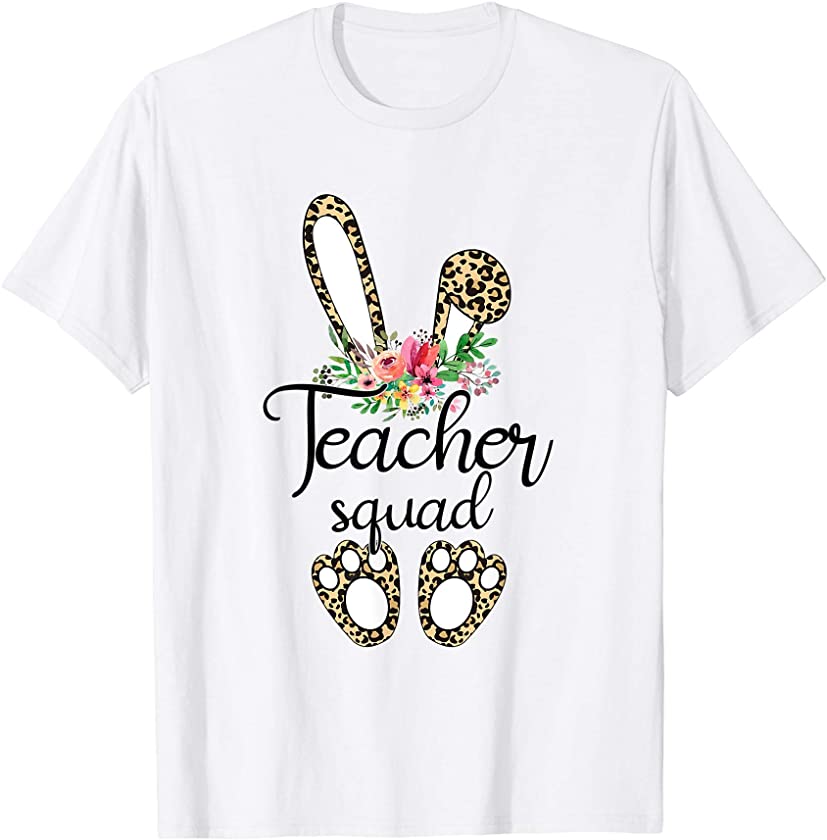 Leopard Print Bunny Teacher Squad Easter Day 2021 T-Shirt