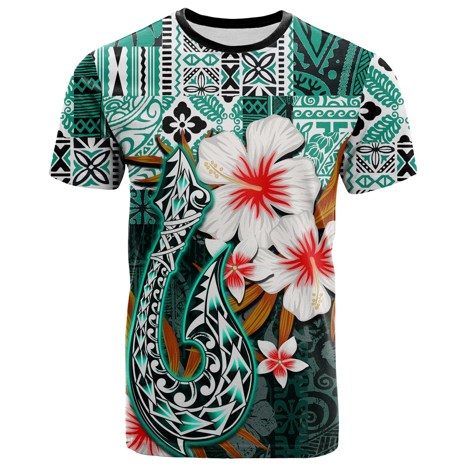 Hawaiian Fish Hook T Shirt Green Style Ha346