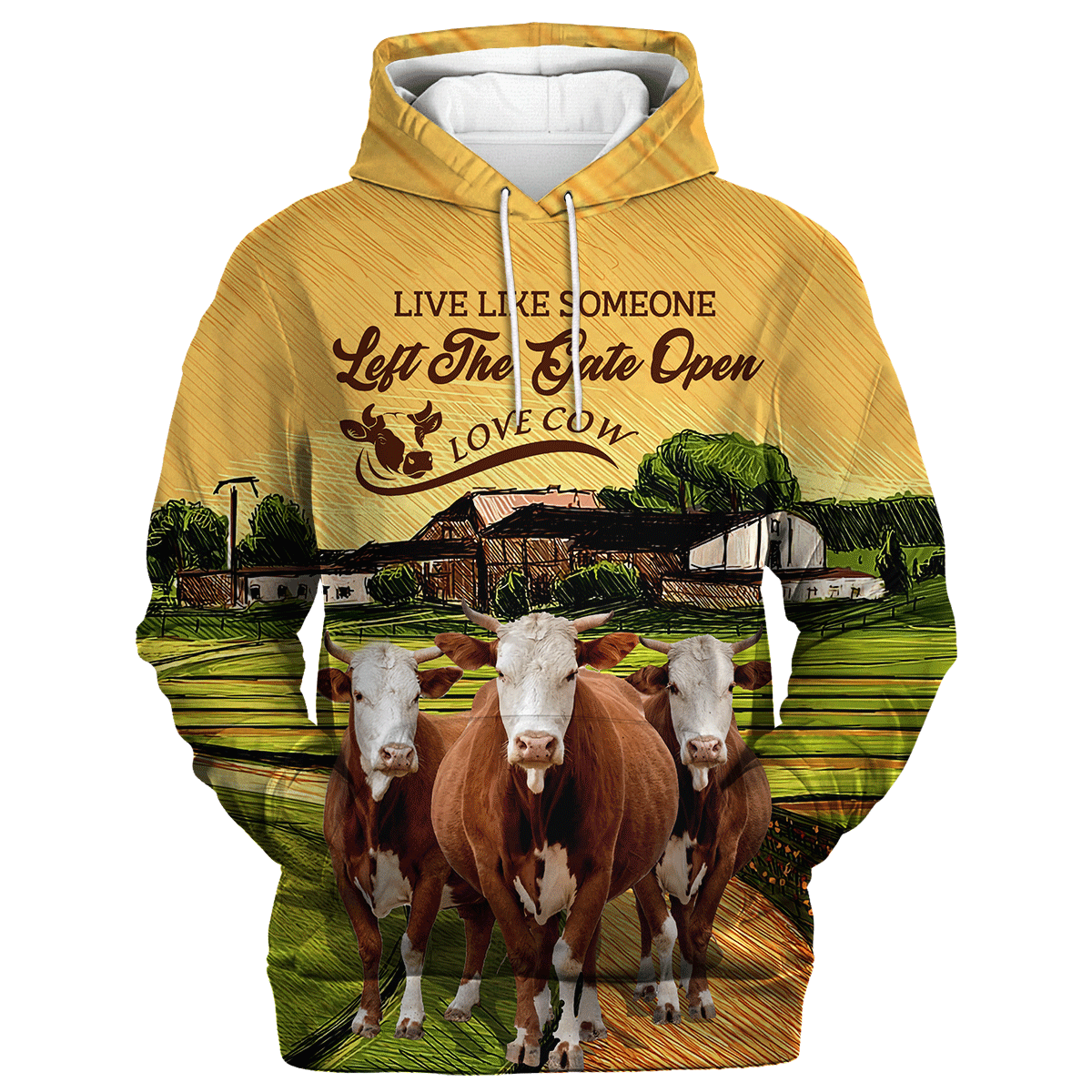 Cow Field On The Farm Hoodie