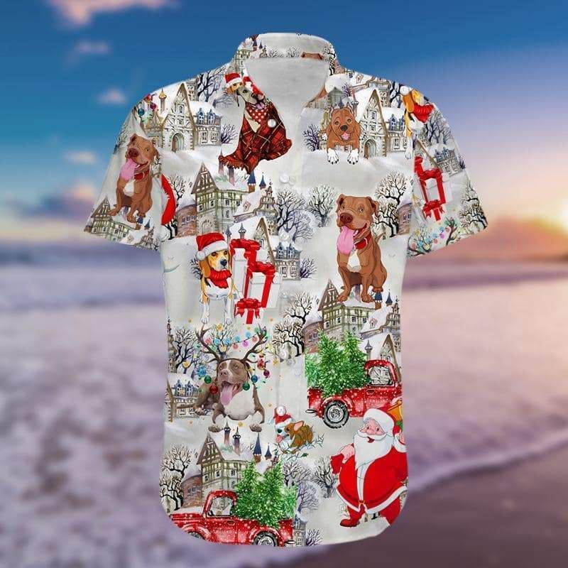 Order Love Dog Santa Claus Merry Christmas Red Hawaii Aloha Shirts Ha83148