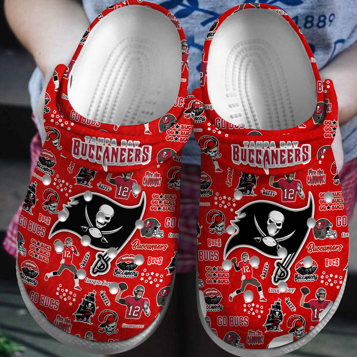 Tampa Bay Buccaneers NFL Sport Crocs Crocband Clogs Shoes Comfortable For Men Women and Kids 7