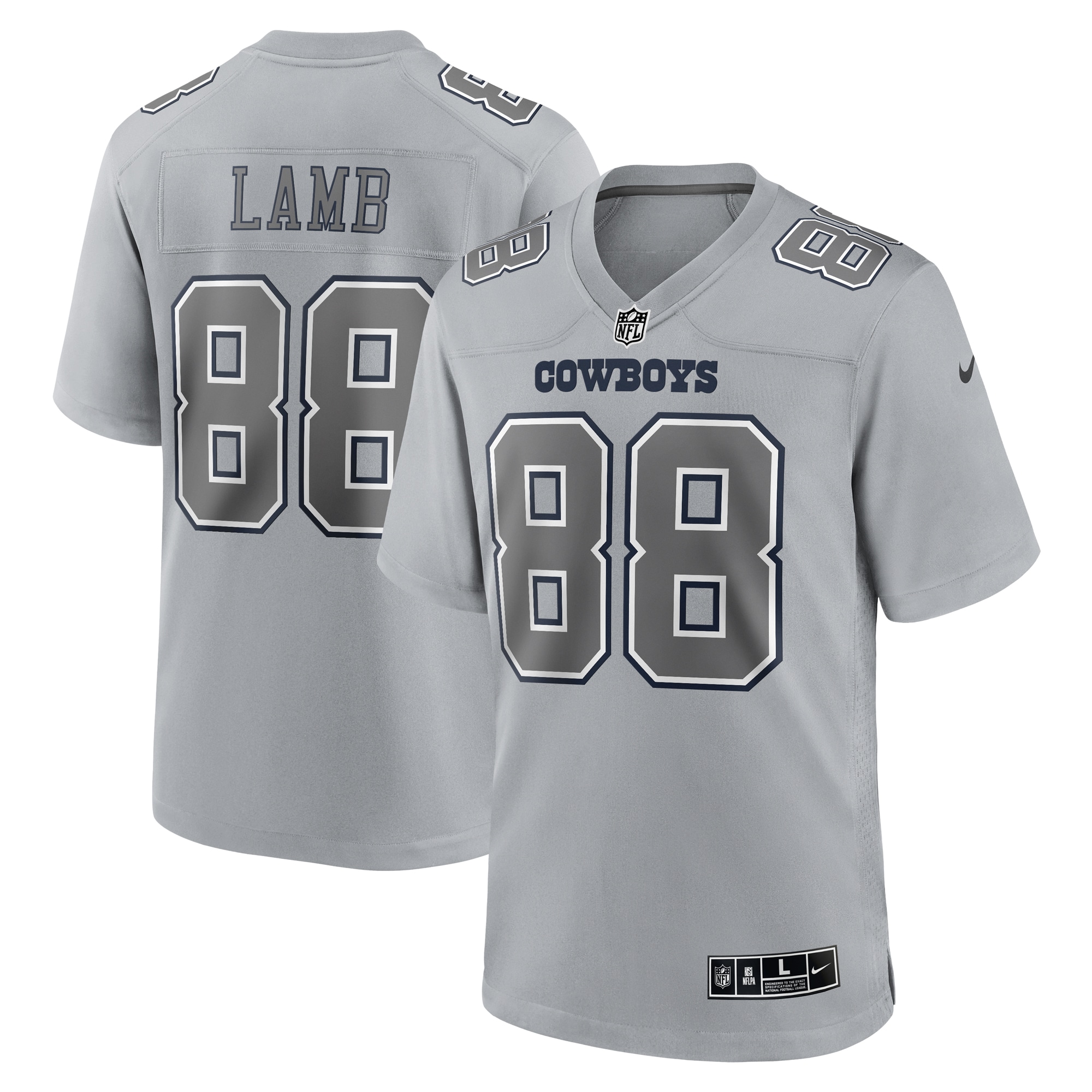 Men’s Dallas Cowboys CeeDee Lamb Gray Atmosphere Fashion Game Jersey