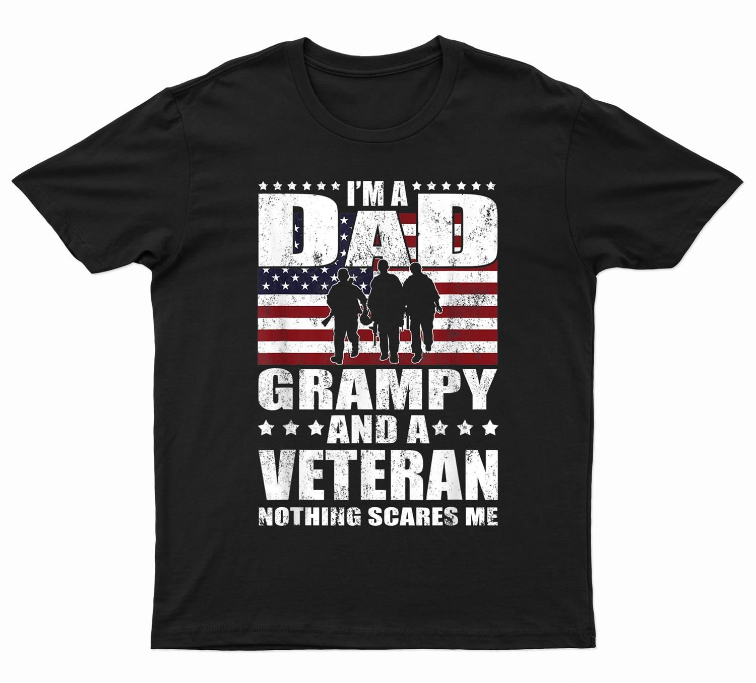 Mens I Am A Dad A Grampy And A Veteran Happy Fathers Day T-Shirt