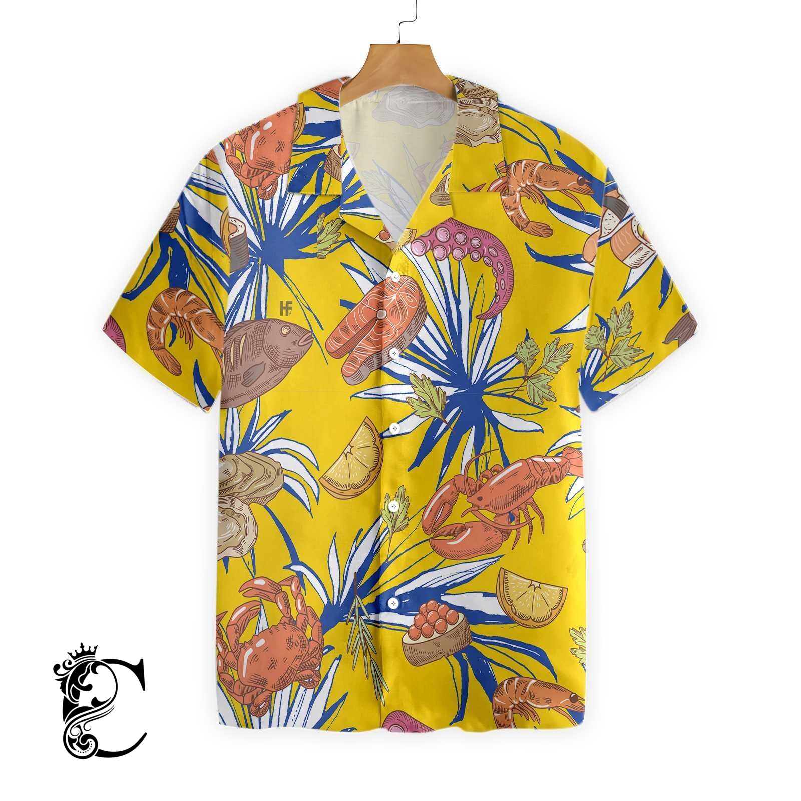 Tropical Floral Seafood Hawaiian Shirt