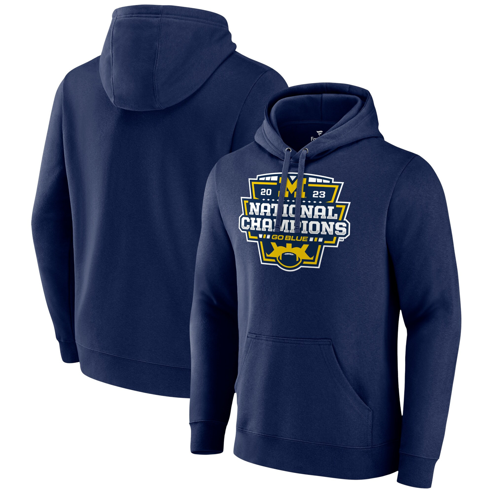 Michigan Wolverines Football Playoff 2023 National Champions Pullover Hoodie – Navy – Printed