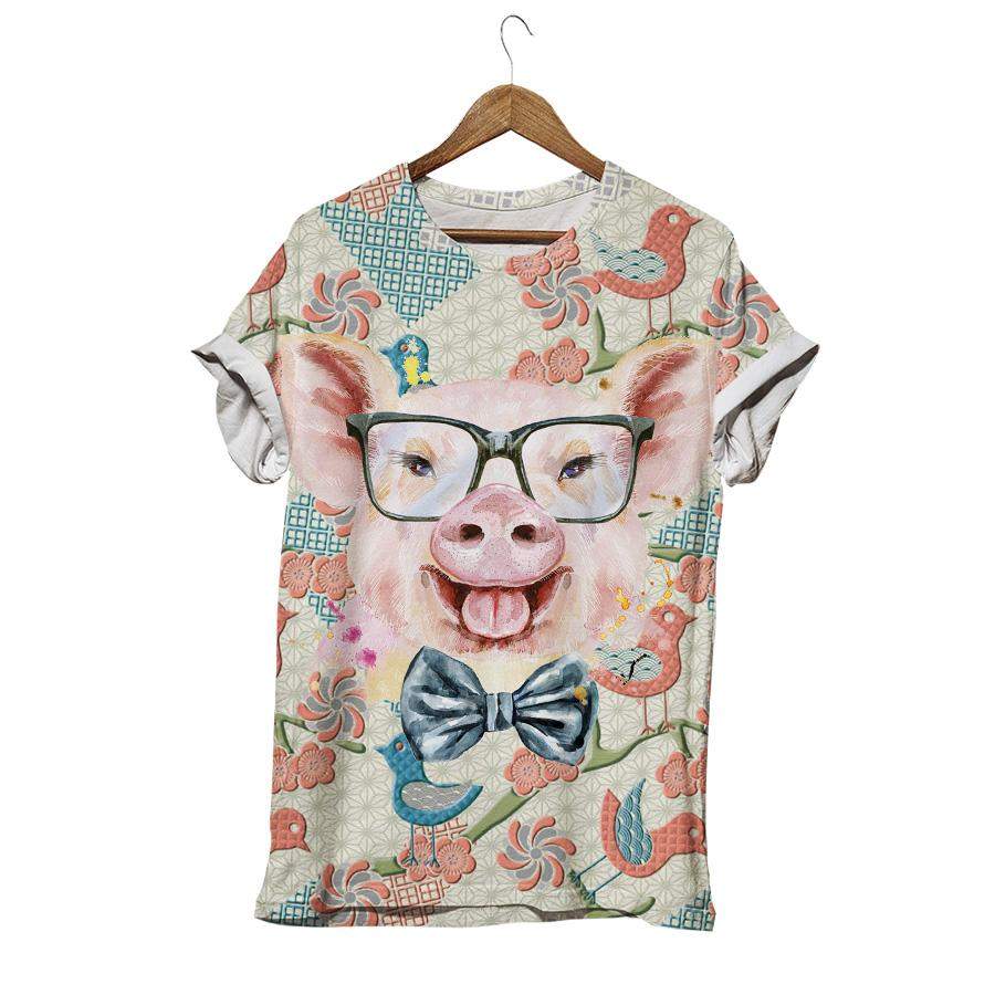 Smiling Glasses Pig Animal T-shirt