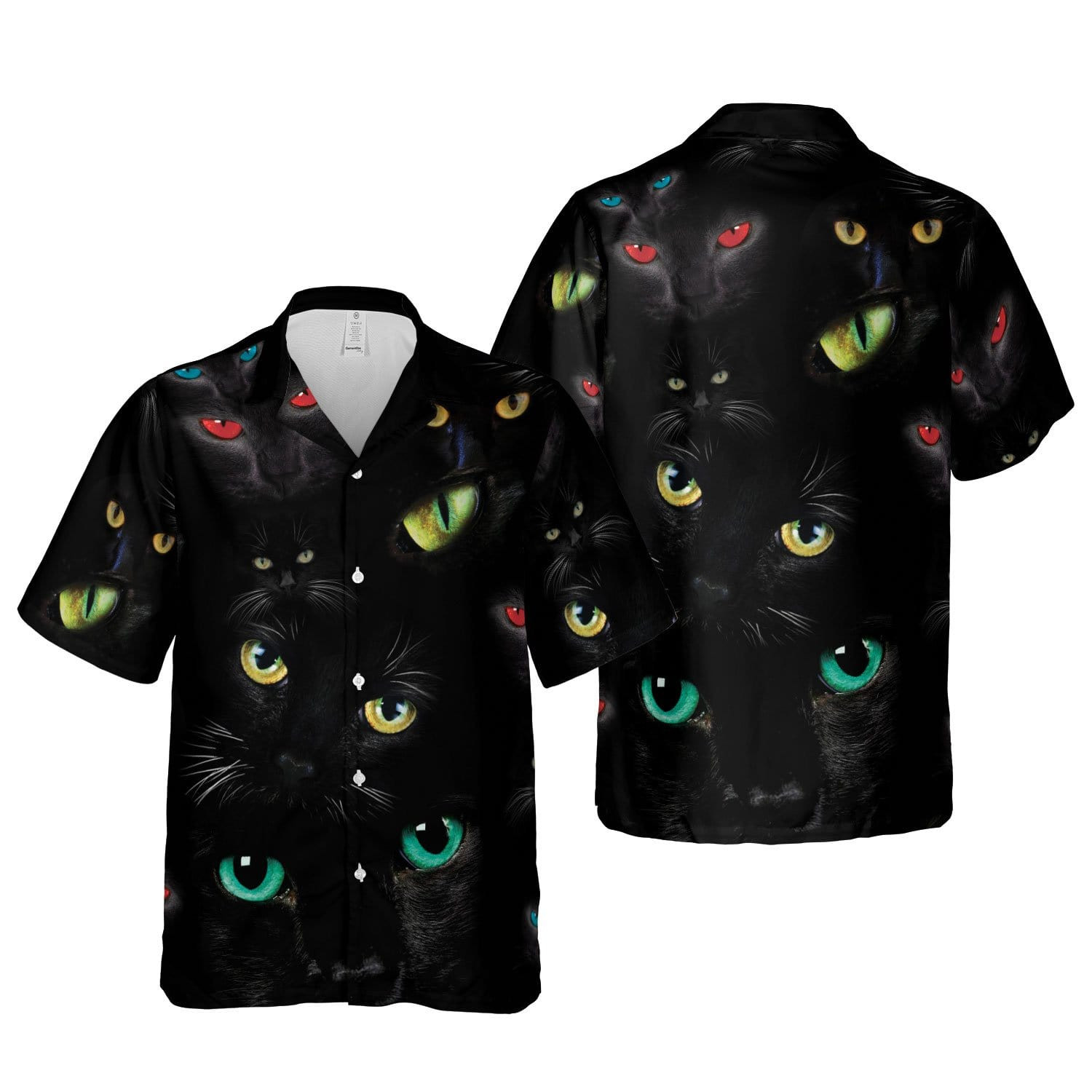 Hawaii Aloha Shirts Black Cats Colorful Eyes Ha111510