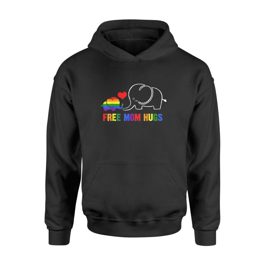 Free Mom Hugs Shirt Pride LGBT Mom Elephant Rainbow – Standard Hoodie