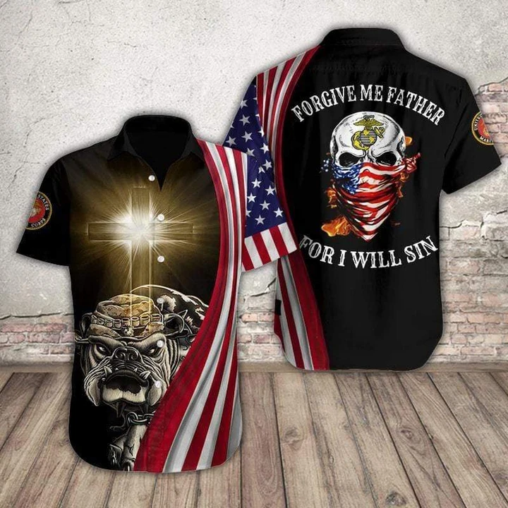 Us Marine Forgive Me Father Hawaiian Shirt | Unisex | Adult | Hw3325