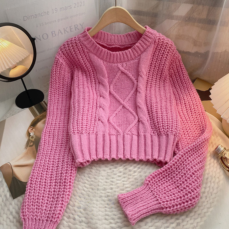 Yitimoky Sweater Women Pullover Vintage Long Sleeve Crop Tops Fall Winter 2022 Purple Knitted O-Neck Criss Cross Y2k Clothes alx