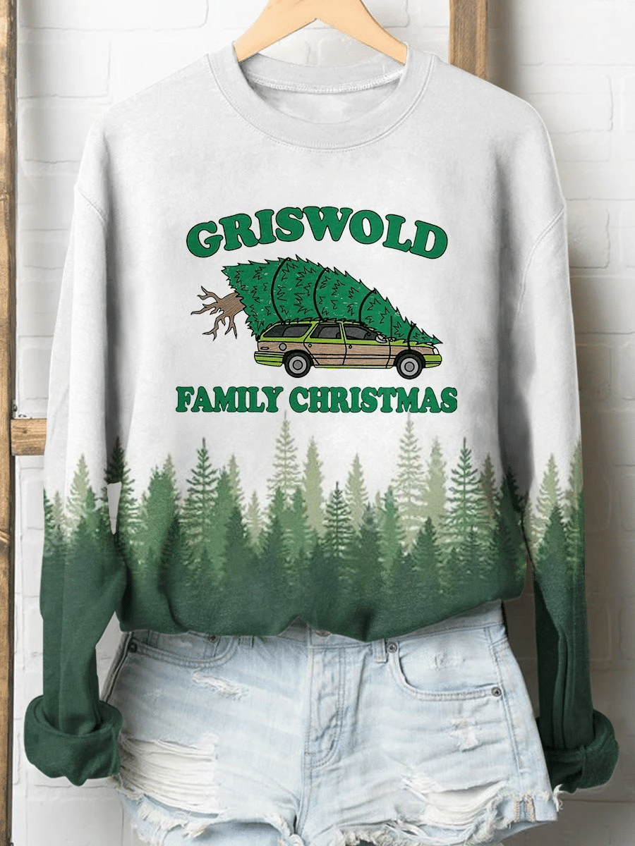 Family Christmas Print Long Sleeve Sweatshirt