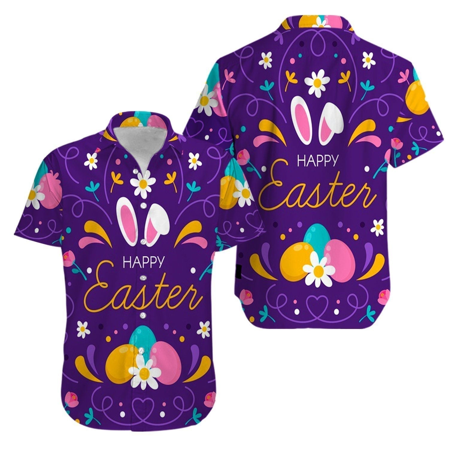 Bunny Purple Happy Easter Day Hawaii Shirt For Men Women Ha77640