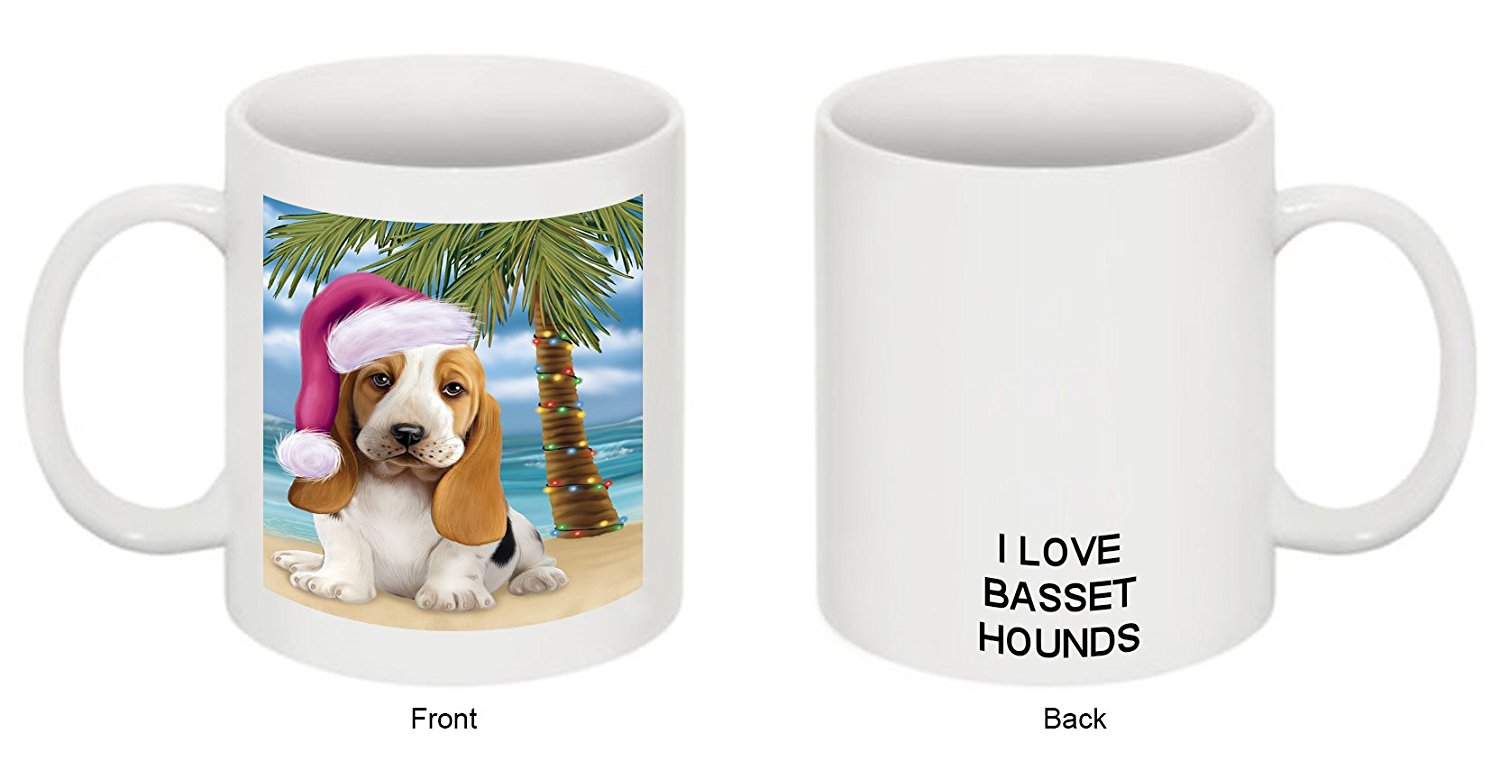 Summertime Basset Hound Puppy On Beach Christmas Mug Cmg0784