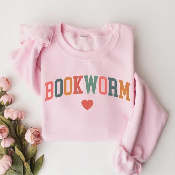 Bookworm Sweatshirt – Cute Teacher & Book Lover Shirt, ESL Teacher Reading Sweatshirt, Perfect for Group Teacher Outfits, Cozy and Fun Graphic Pullover