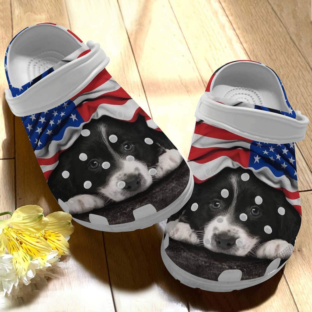 Border Collie Personalized Clog, Custom Name, Text Border Collie Flag, Fashion Style For Women, Men, Kid, Print 3D