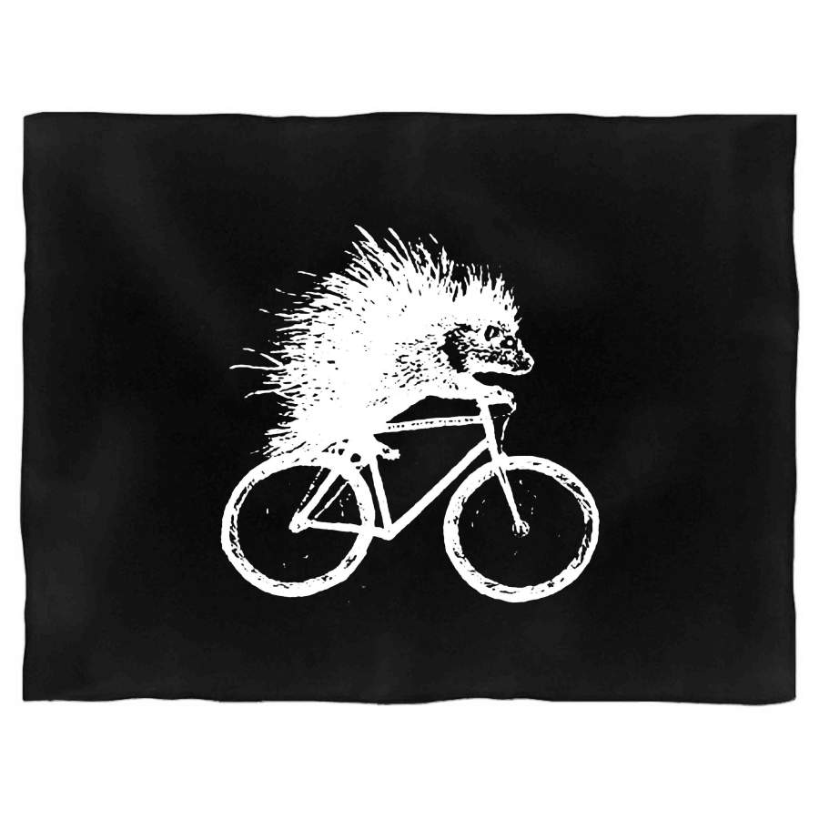 Porcupine On A Bicycle Eco Friendly Animal Hedgehog Blanket