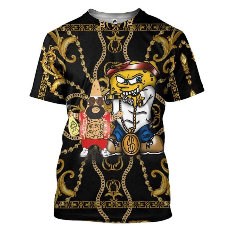 Gearhuman 3D Spongebob Hiphop and Patrick Ross Custom Tshirt Apparel