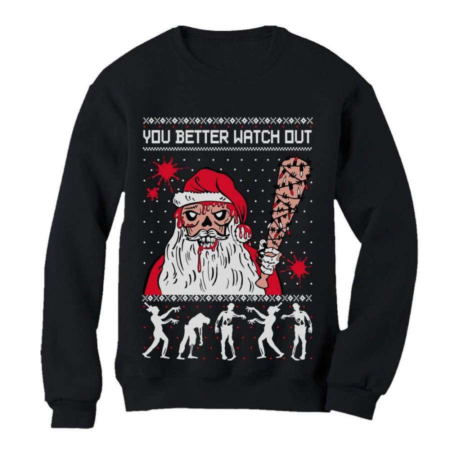 Zombie Santa and Dead Walkers Ugly Christmas Sweater Gift Sweatshirt