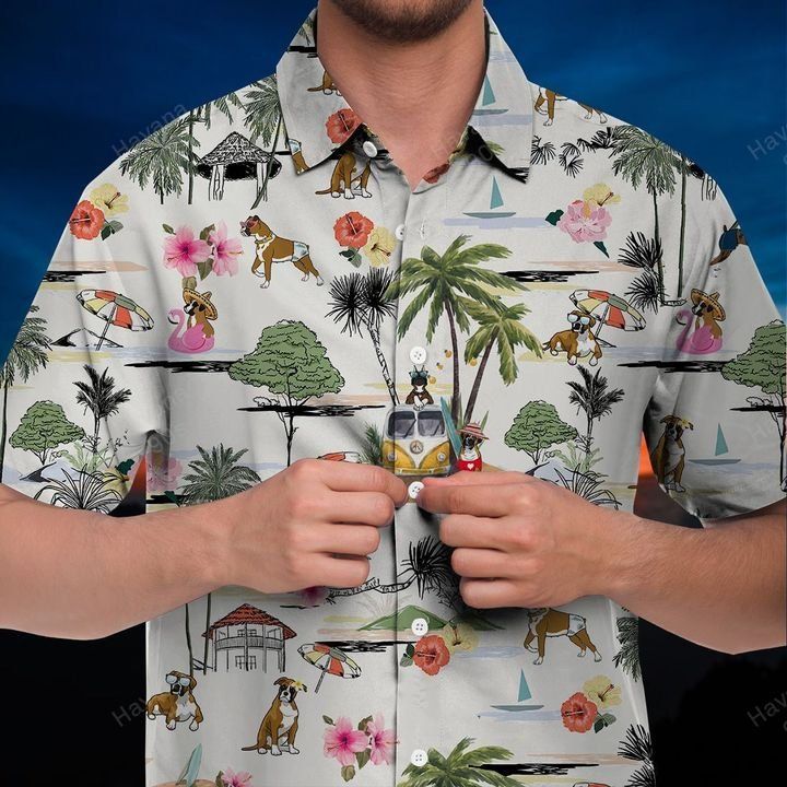 Boxer Hawaiian Shirt Hawaii Beach Retro