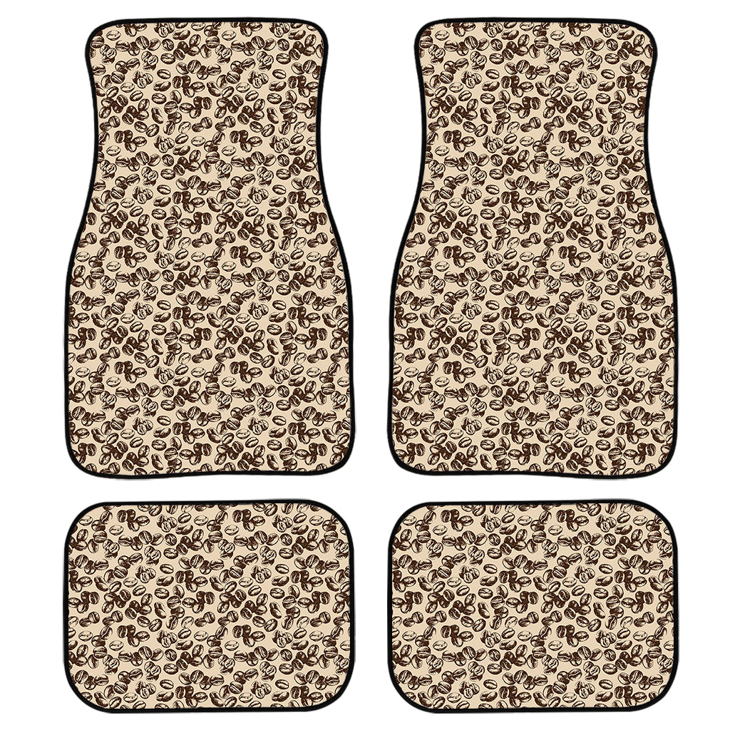 Vintage Coffee Bean Pattern Print Front And Back Car Floor Mats, Front Car Mat