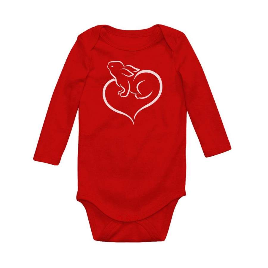 Love Heart Bunny Baby Long Sleeve Bodysuit