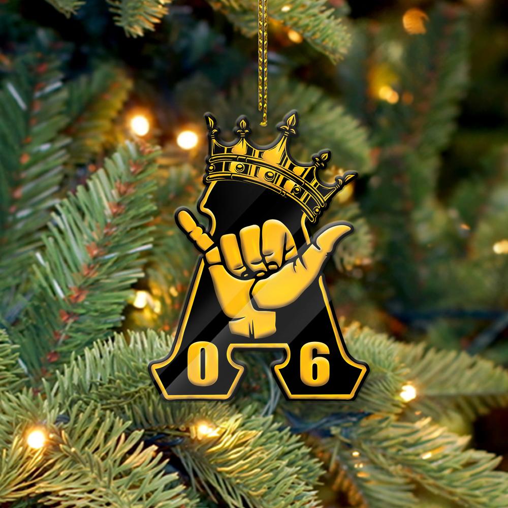 Wonderprint Ornament – Alpha Phi Alpha Hand Sign Crown Shape Acrylic Ornament Lt10