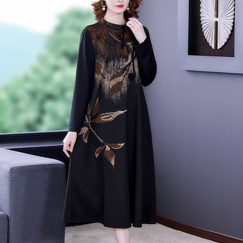 Black Knitted Jacquard Midi Dress Women Korean Vintage Loose 6XL Maxi Dress 2022 Autumn Winter Elegant Casual Evening Vestidos alx