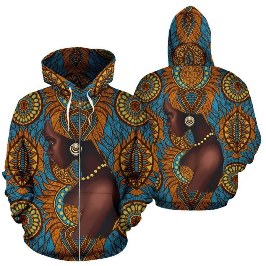 African Zip-Up Hoodie – Africa Black Girl Floral