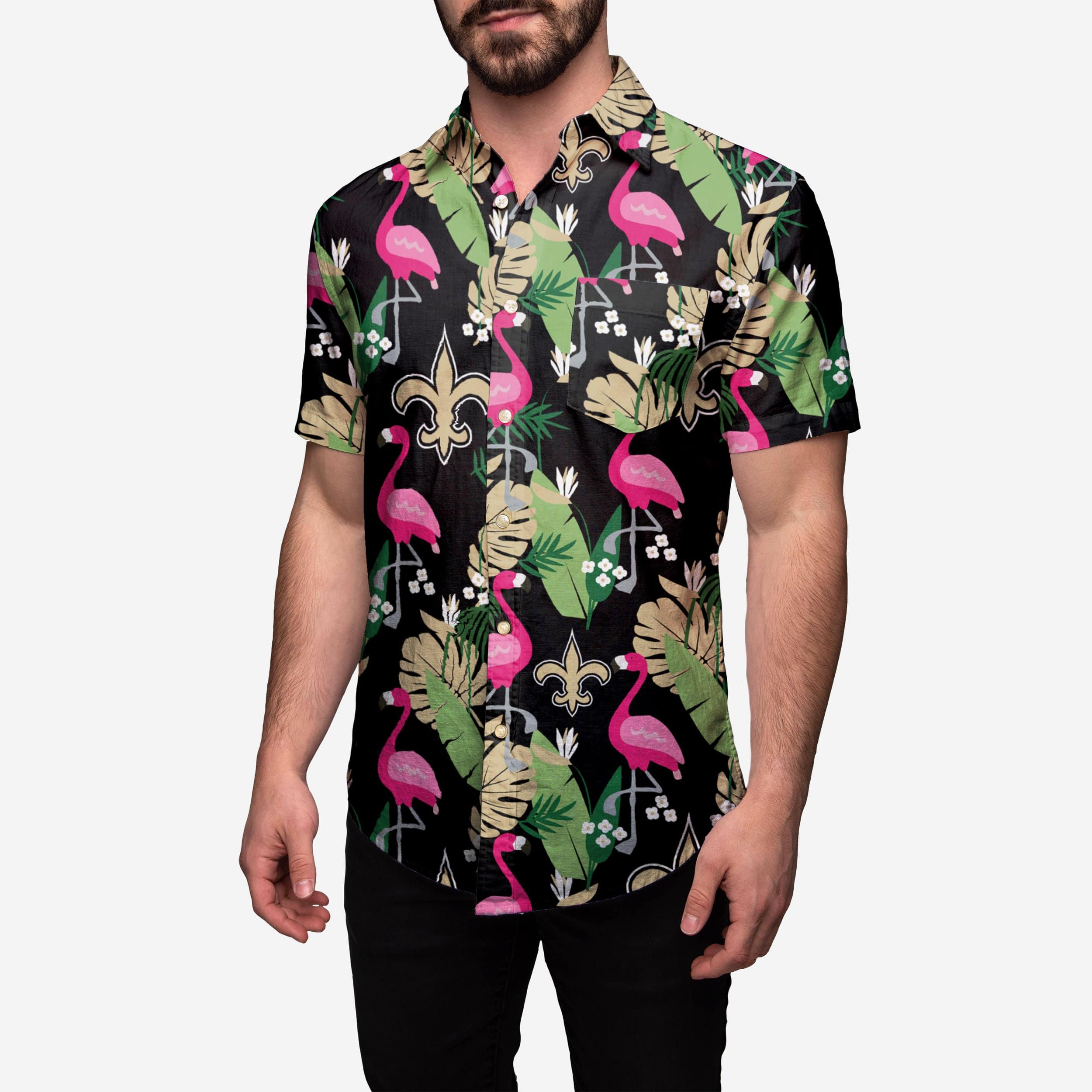 New Orleans Saints Floral Button Up Shirt