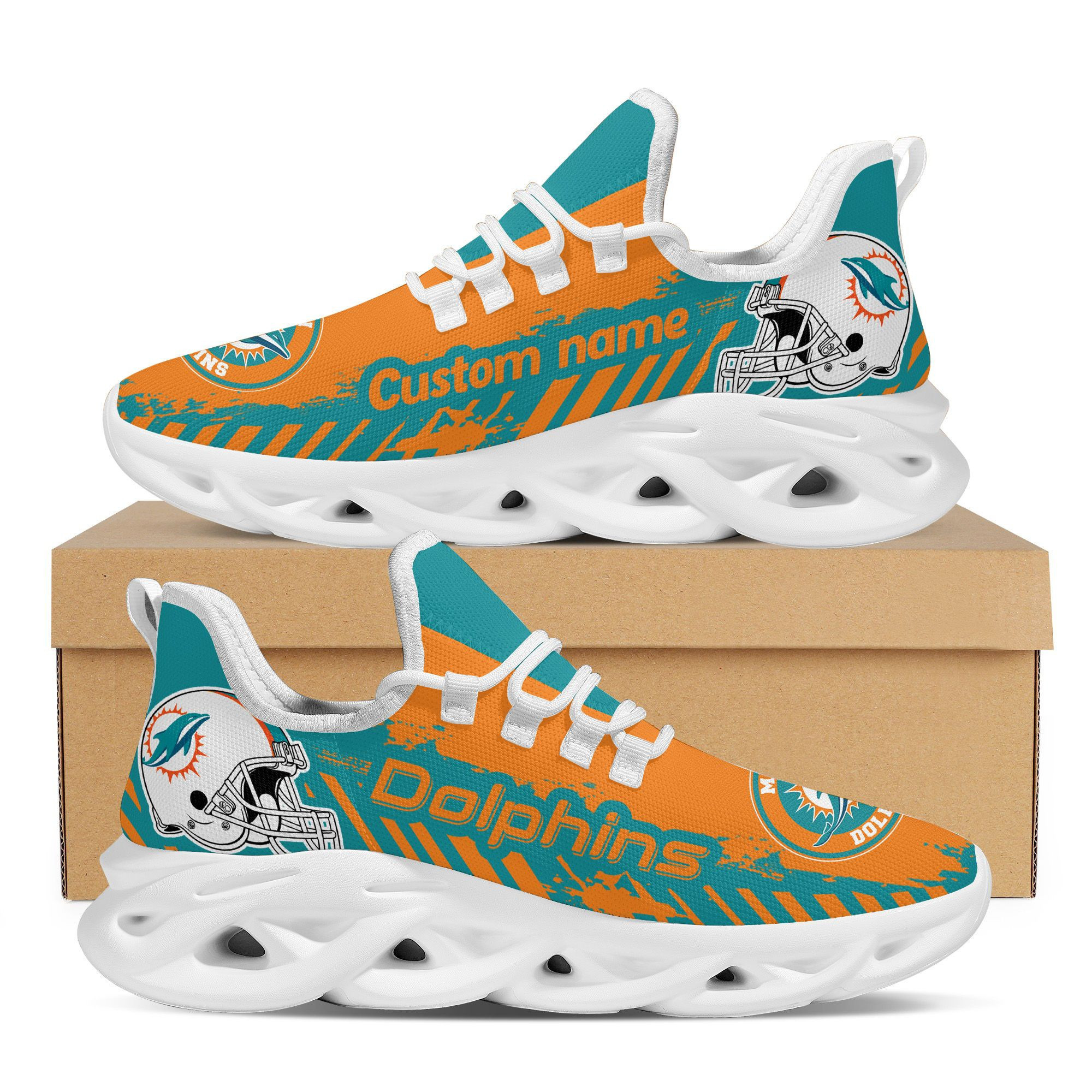 Miami Dolphins Americanfootball Team Helmet Custom Name Personalized Men And Women Max Soul Sneakers Shoes For Fans