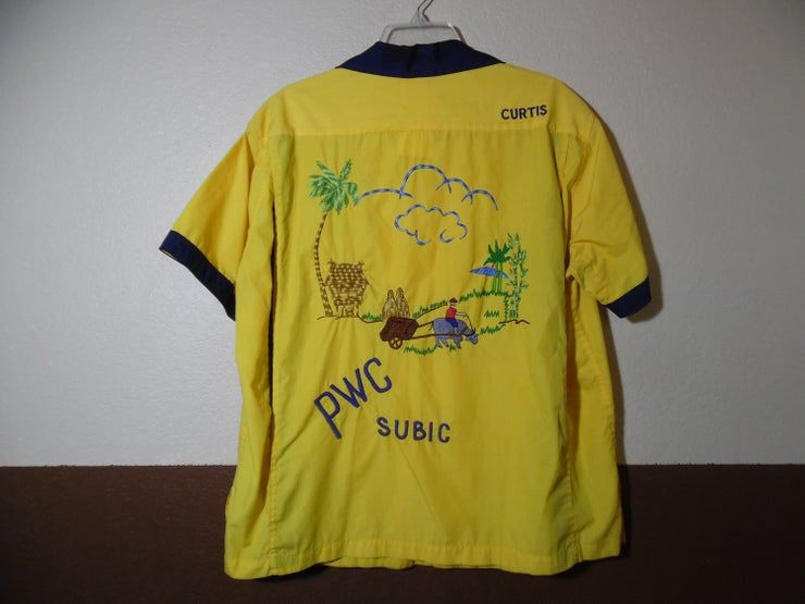 Vtg Rare Subic Bay Us Usn Bowling Shirt