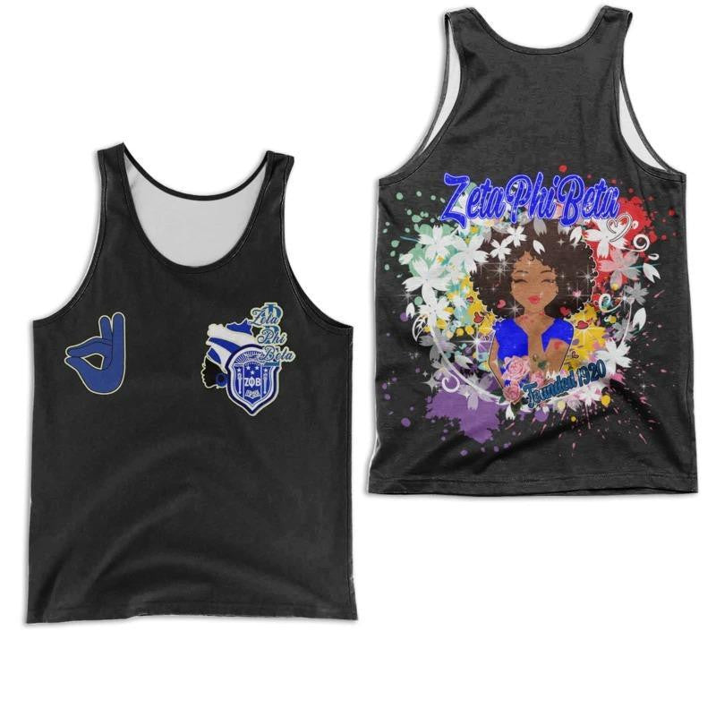 Sorority Tank Top – Zeta Phi Beta Rainbow Flower Girl Racerback Tank