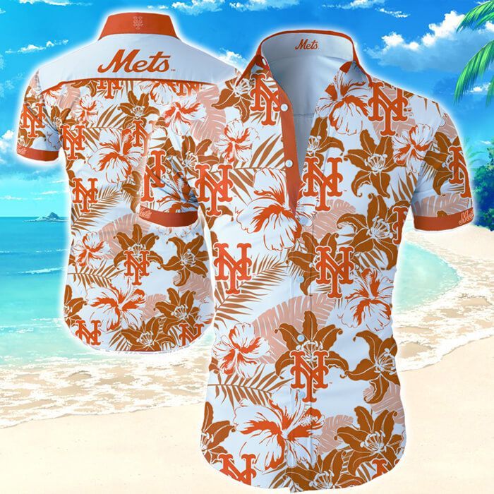 New York Mets Hawaii Shirt Tropical Flower Short Sleeve Slim Fit Body Ha100099