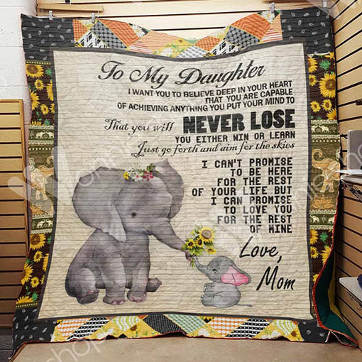 Personalized Elephant To My Daughter Learn Quilt Blanket Great Customized Gifts For Birthday Christmas Thanksgiving Perfect Gifts