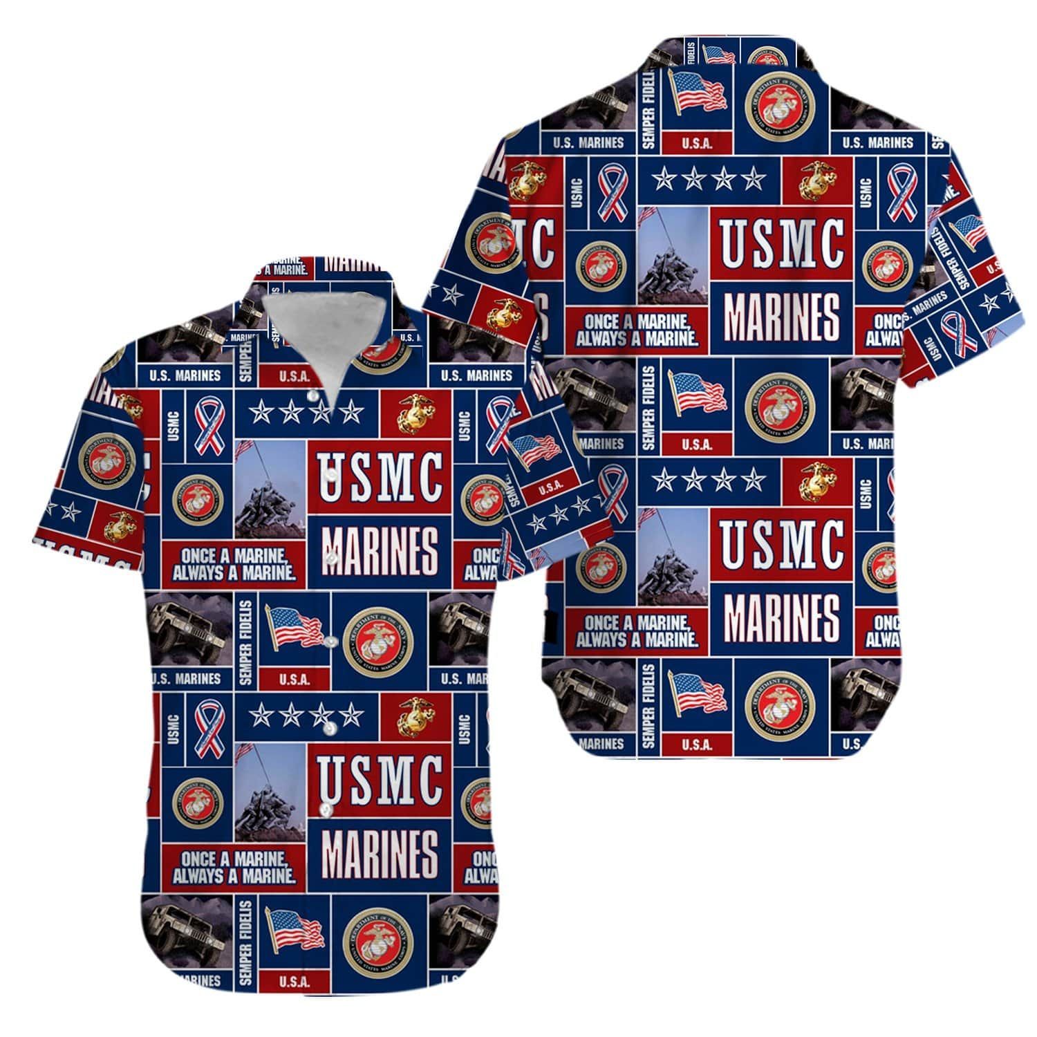 Beach Shirt Veteran Usmc Once A Marine Always A Marine Hawaiian Shirts #Kv