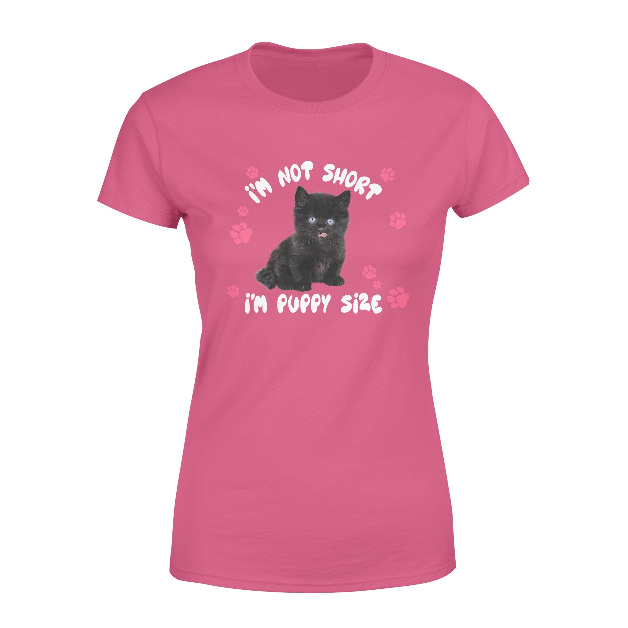 puppy size black cat standard women s t shirt 290