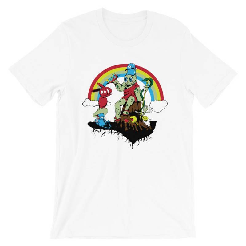 Red Bunny and Friends with Rainbow Unisex T-Shirt