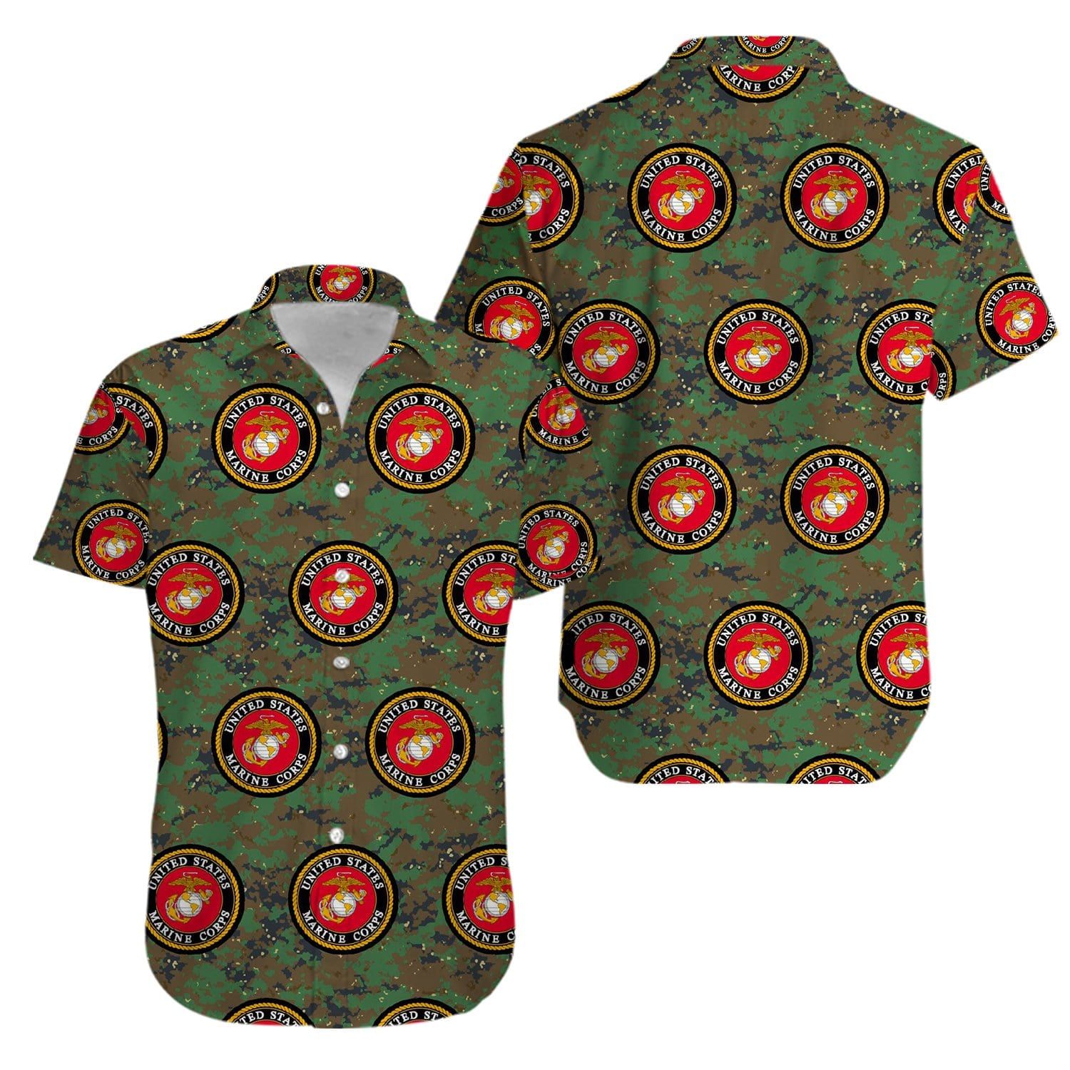 Veteran Us Marine Corps Logo Hawaiian Shirts #Kv