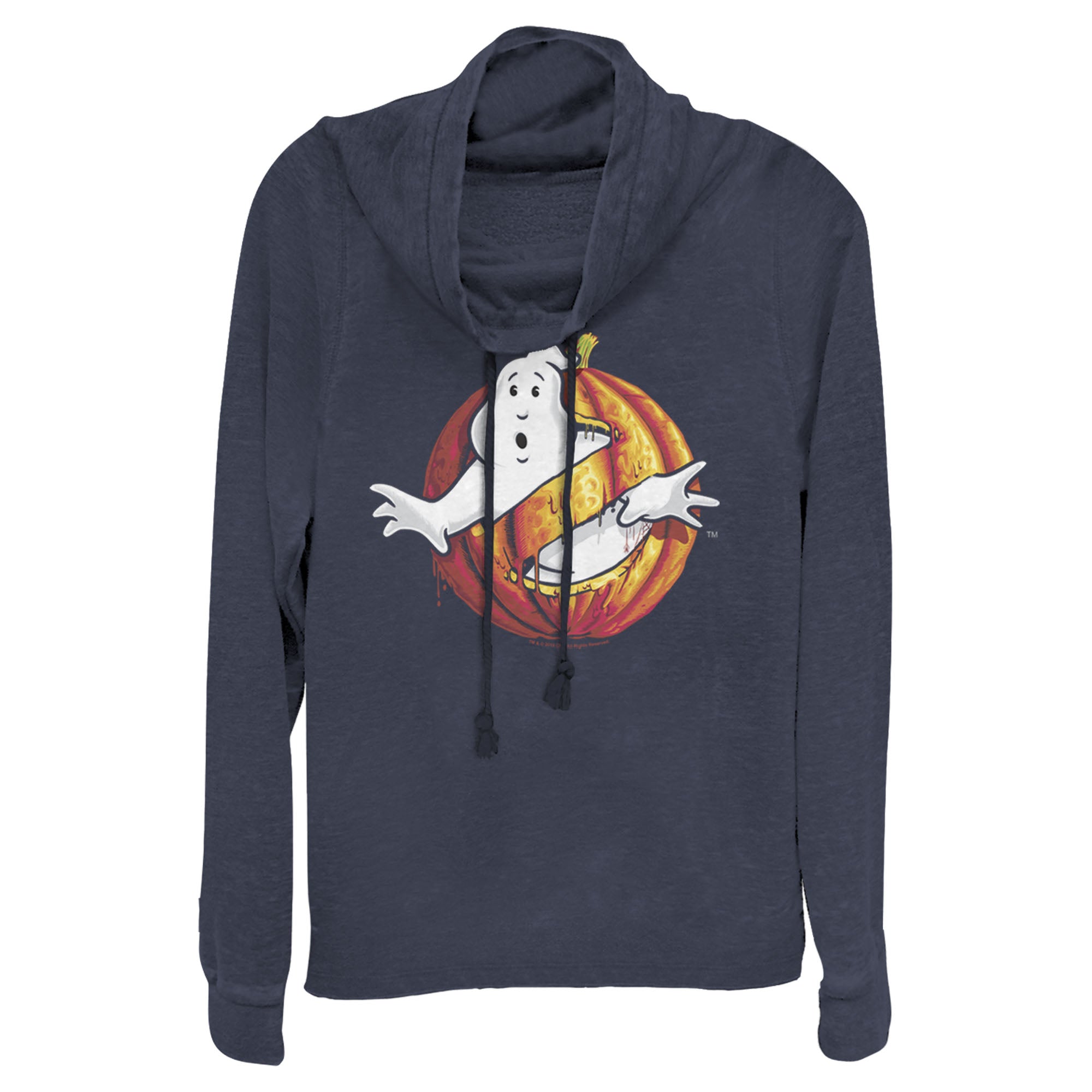 Ghostbusters Junior’S Halloween Pumpkin Logo  Cowl Neck Sweatshirt