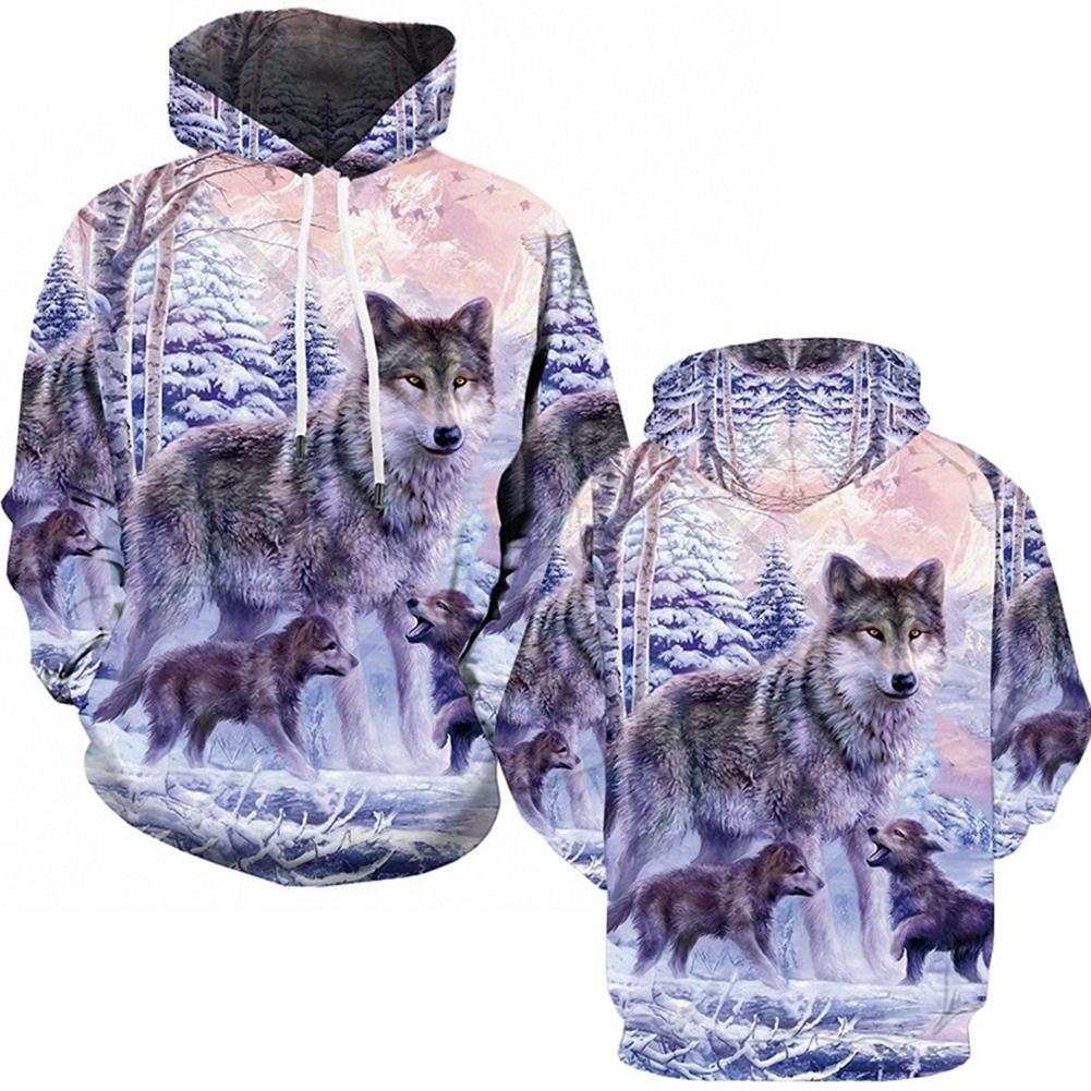 3D Snow Wolf Print Hoodie