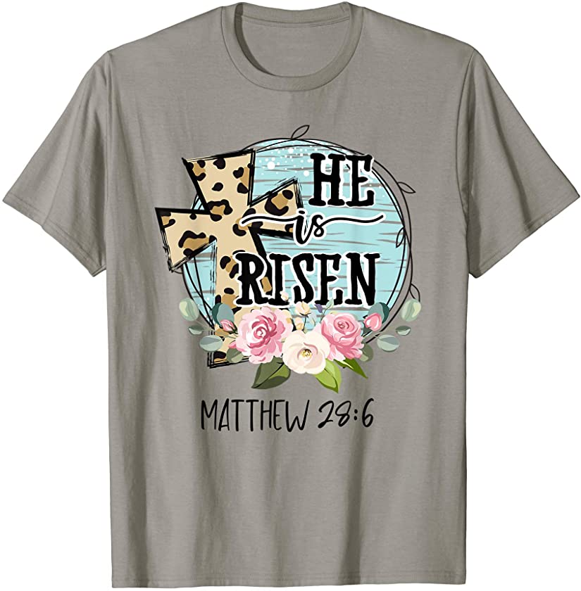 He is Risen Jesus Christian Happy Easter Floral Wreath Women T-Shirt
